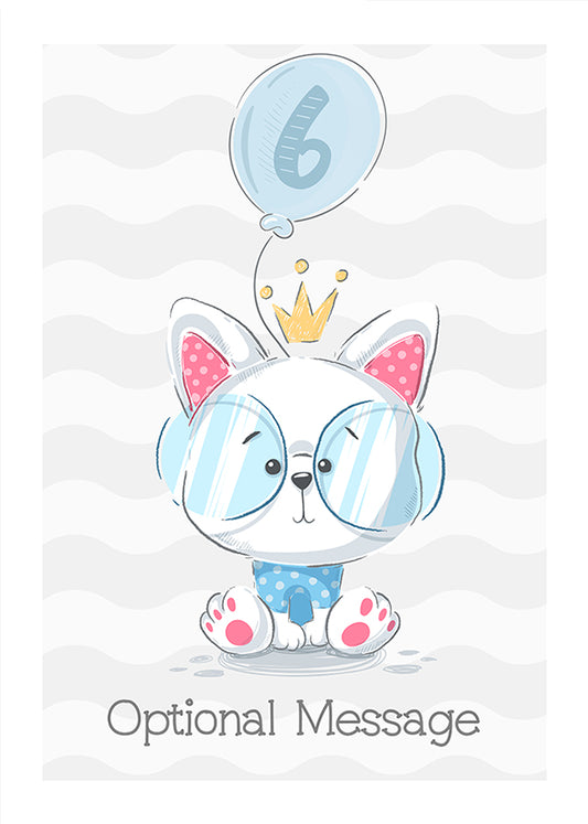 Cat 6th Birthday Card for Girls