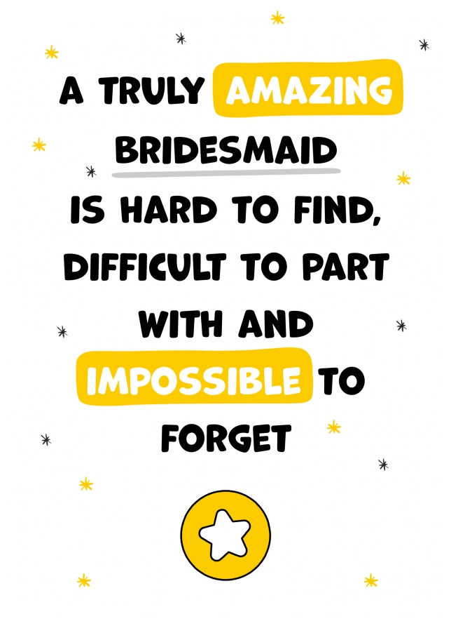 Bridesmaid Thank You Card - Impossible to Forget