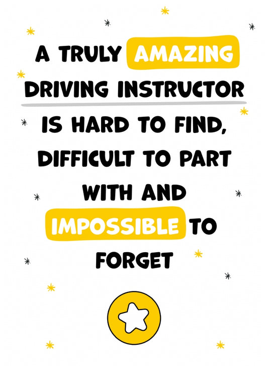 Driving Instructor Thank You Card - Impossible to Forget