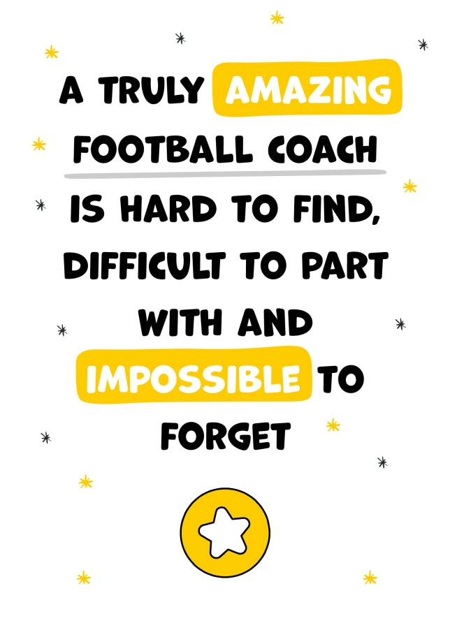 Football Coach Thank You Card - Impossible to Forget