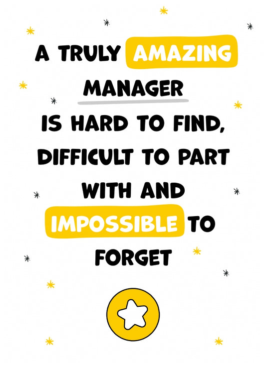 Fun Manager Leaving Card - Impossible to Forget