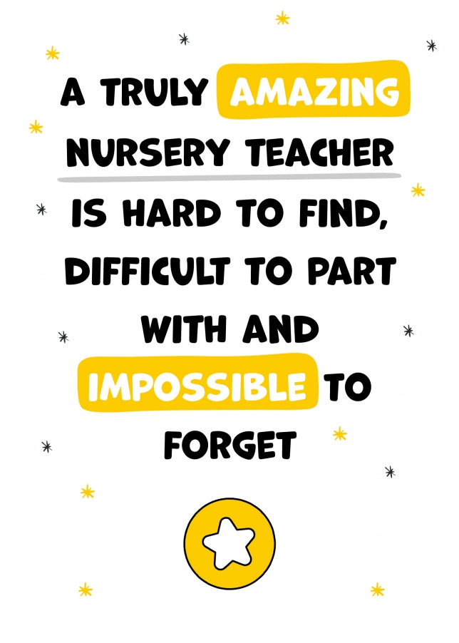 Nursery Teacher Thank You Card - Impossible to Forget