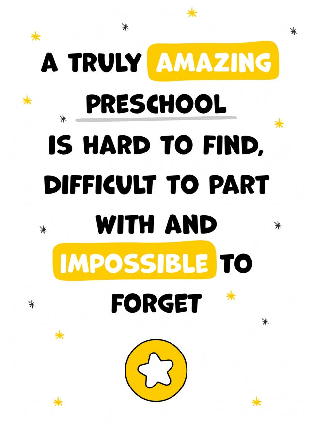 Preschool Thank You Card - Impossible to Forget