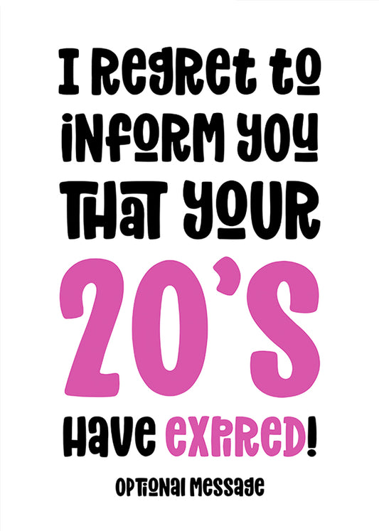 Your 20s Have Expired Birthday Card for Her