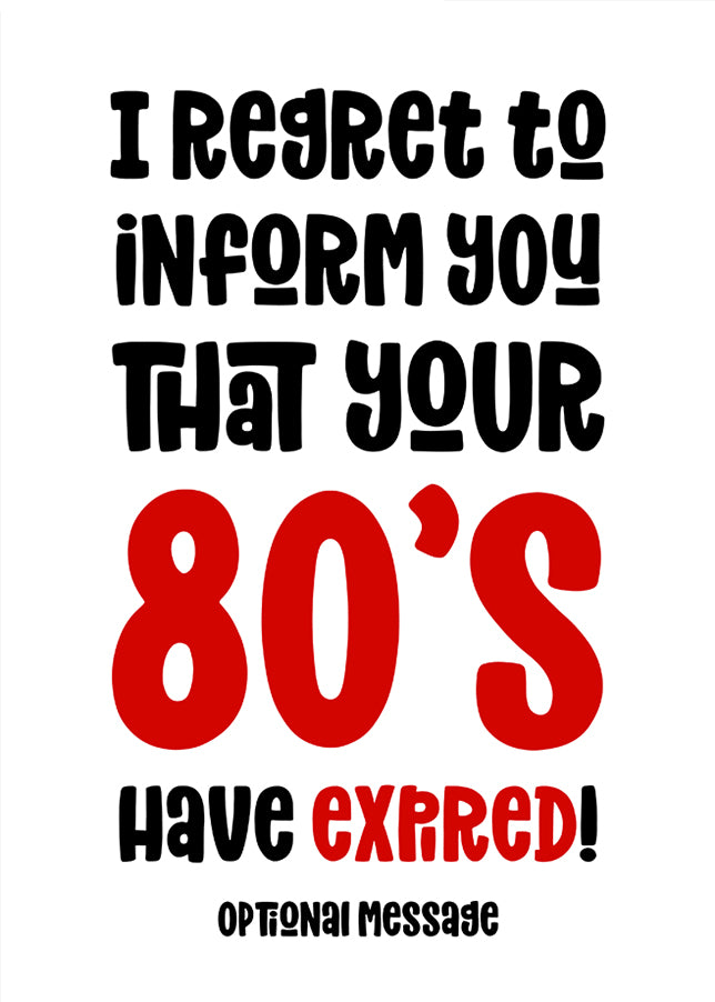 Age Expired Birthday Card 80s - Red