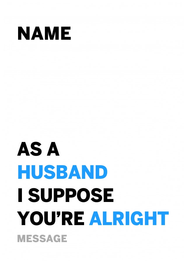 Personalised Alright Husband Card