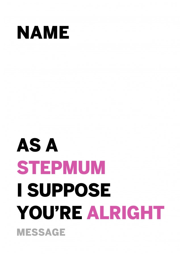 Personalised Alright Stepmum Card