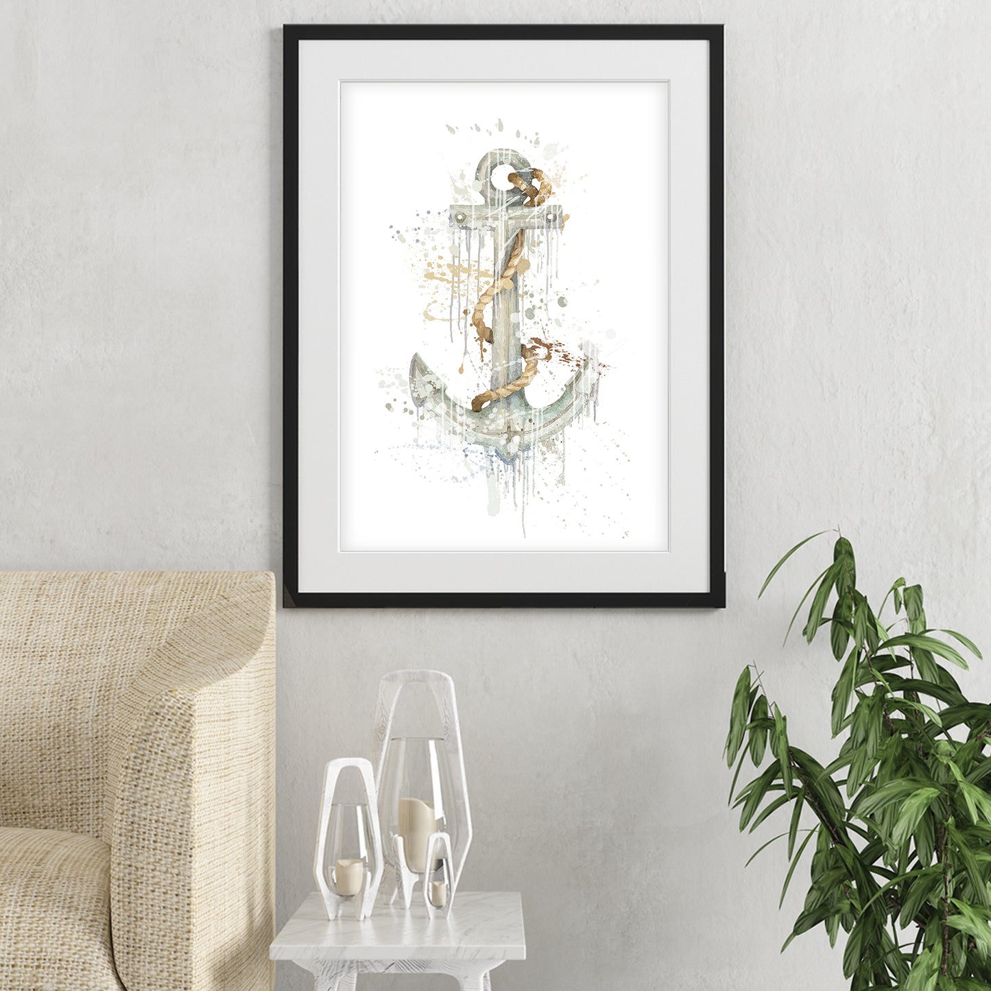 anchor wall art shown in a living room