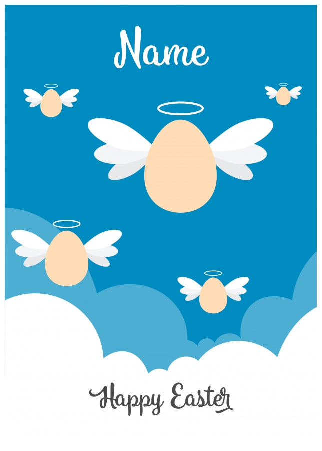 Personalised Easter Sympathy Card for Condolence - Angel Eggs