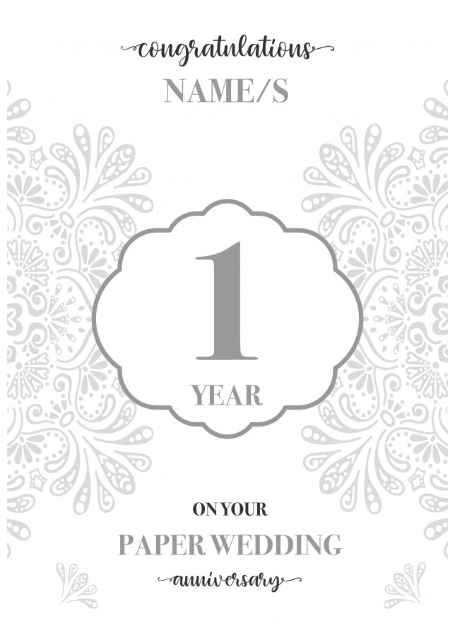 Personalised 1st Wedding Anniversary Card (Paper Wedding Anniversary)