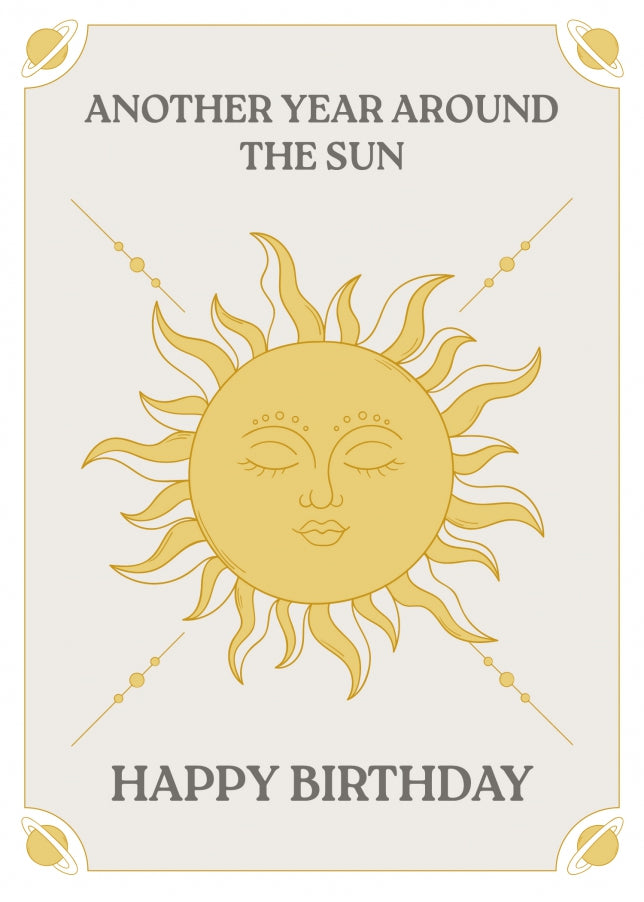 Funny Birthday Card for Women & Men - Another Year Around the Sun