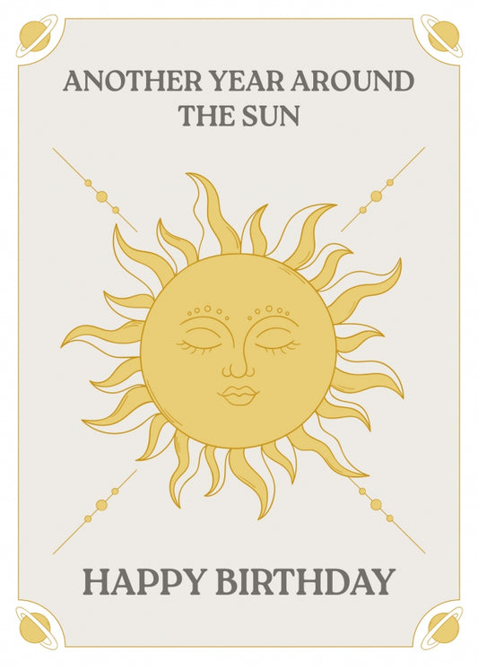 Funny Birthday Card for Women & Men - Another Year Around the Sun