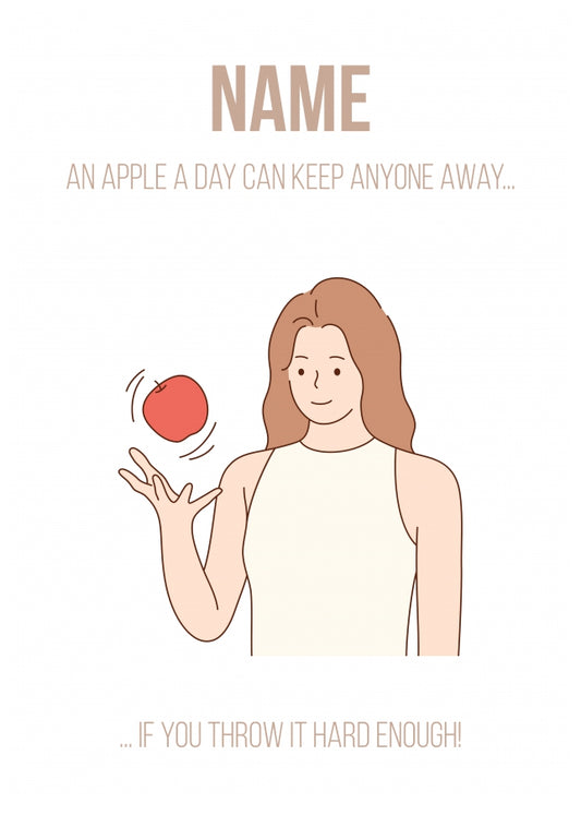 Personalised Funny Birthday Card - An Apple a Day