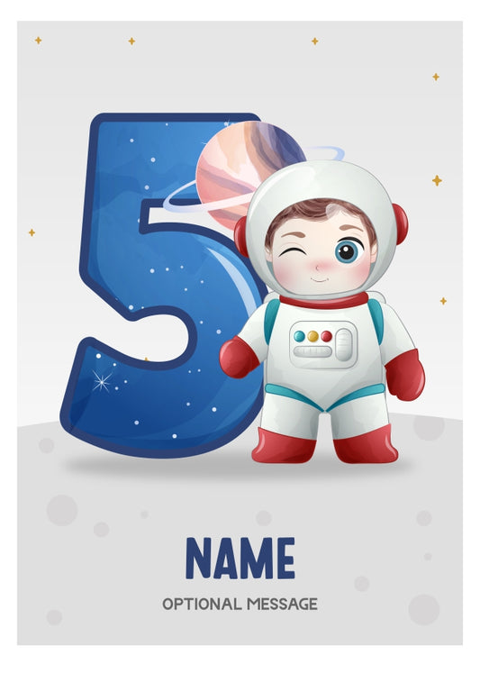 5th Birthday Card for Boys Age 5 - Astronaut Design