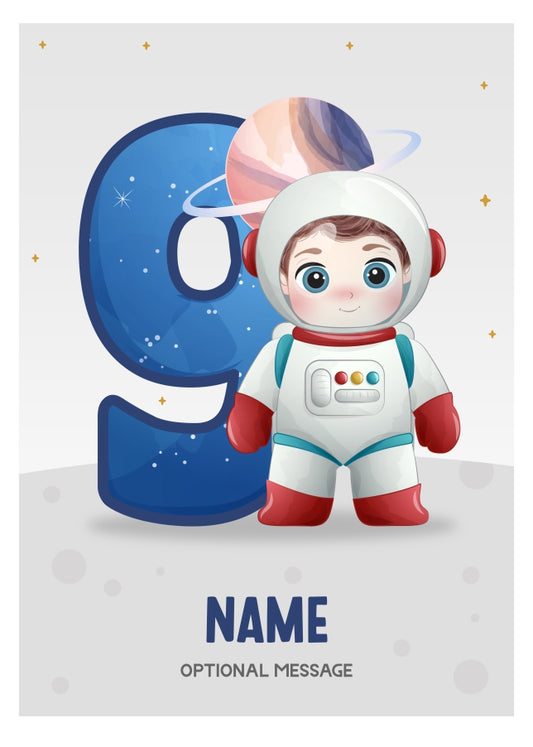 9th Birthday Card for Boys Age 9 - Astronaut Design