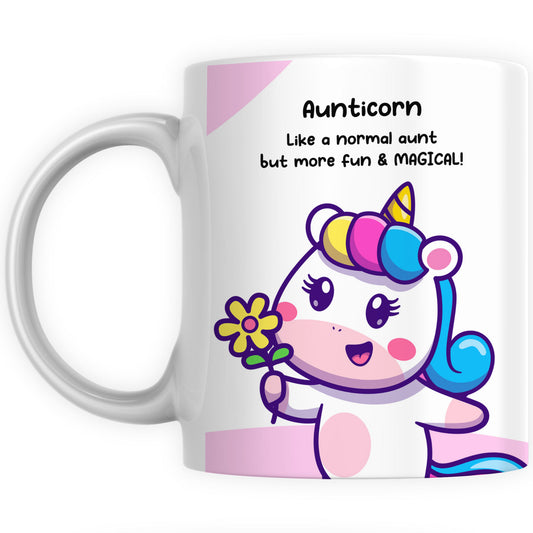 Personalised Aunticorn Coffee Mug Gift - Unicorn Auntie Gifts for Birthday or Christmas