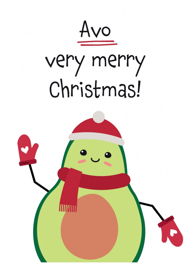 Funny Christmas Card for Friends - Avo Very Merry Christmas (Avocado)