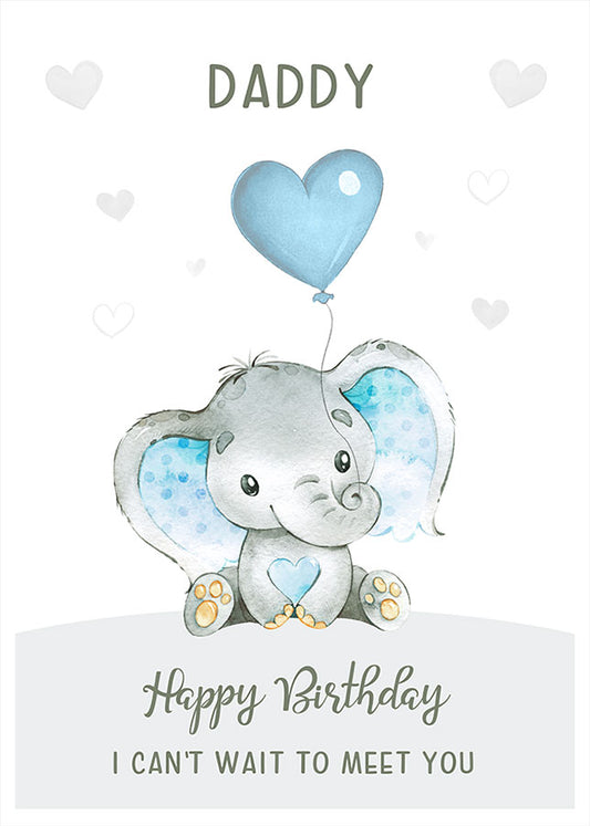 Personalised Elephant "Happy Birthday" Card (Blue)