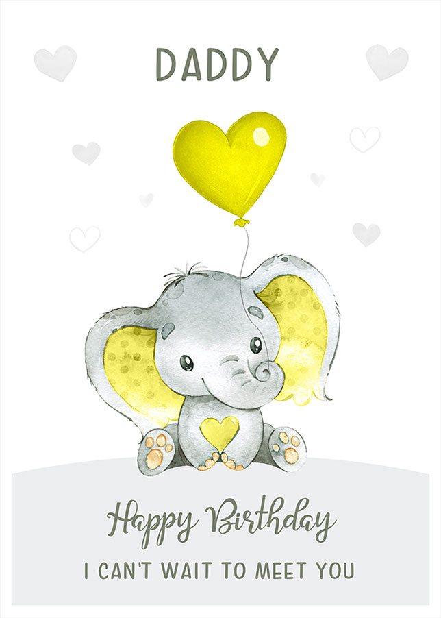 Personalised Elephant Happy Birthday Card (Yellow)