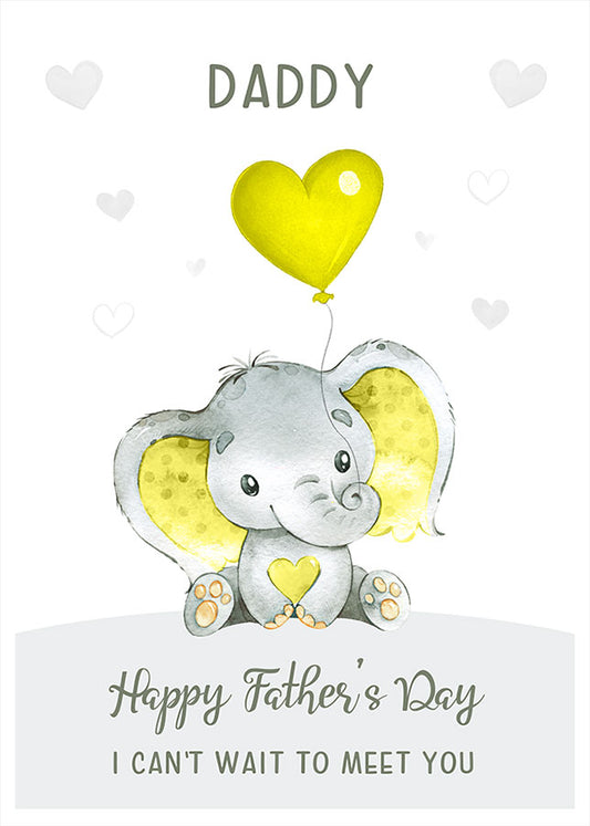 Elephant First Happy Father's Day Card (Yellow)