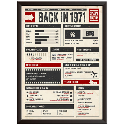 53rd Birthday Gifts - Back in 1971 - In This Year Poster