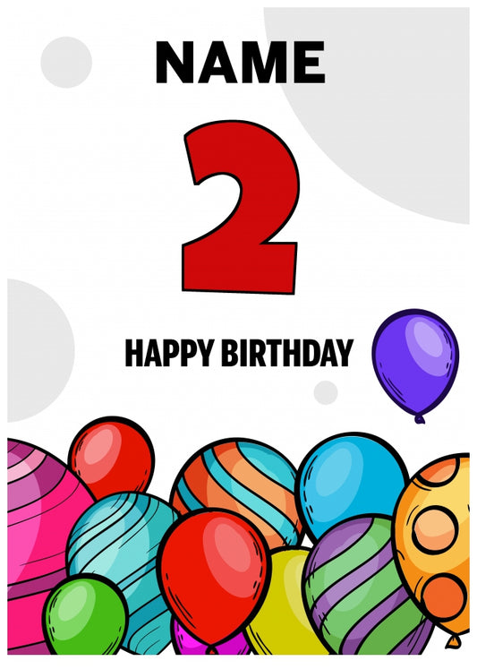 Happy 2nd Birthday Card - Bold Birthday Balloons Design