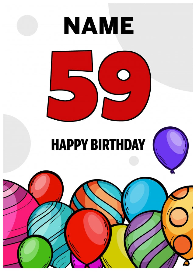 Happy 59th Birthday Card - Bold Birthday Balloons Design