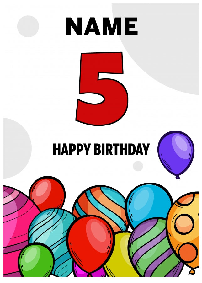 Happy 5th Birthday Card - Bold Birthday Balloons Design