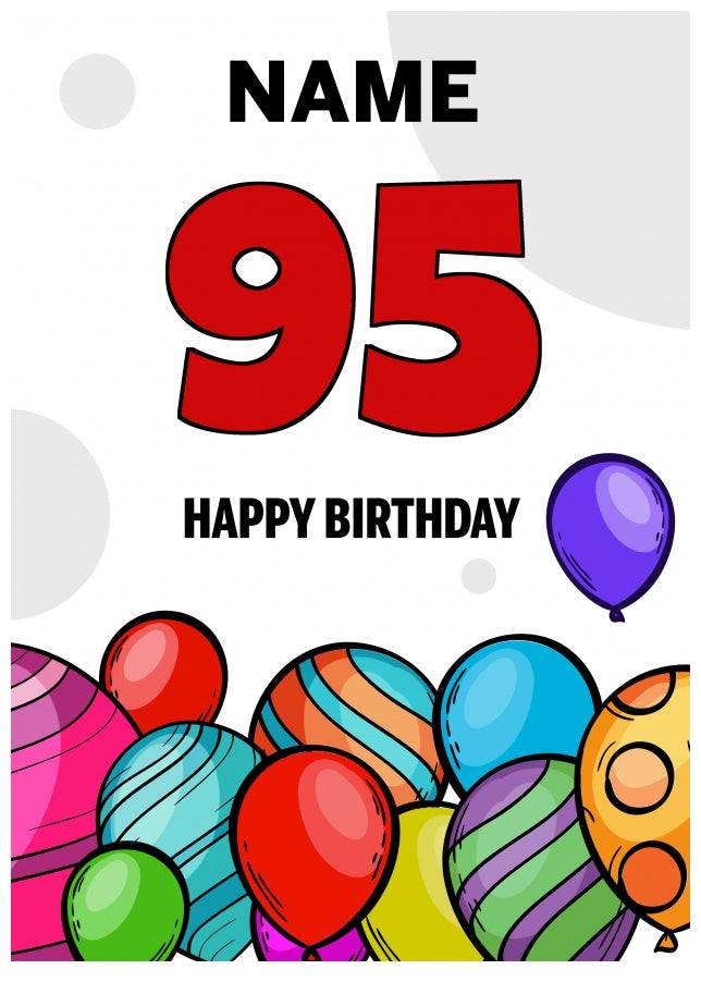 Happy 95th Birthday Card - Bold Birthday Balloons Design