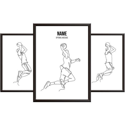 Personalised Basketball Posters - Minimal Line Art Print Set