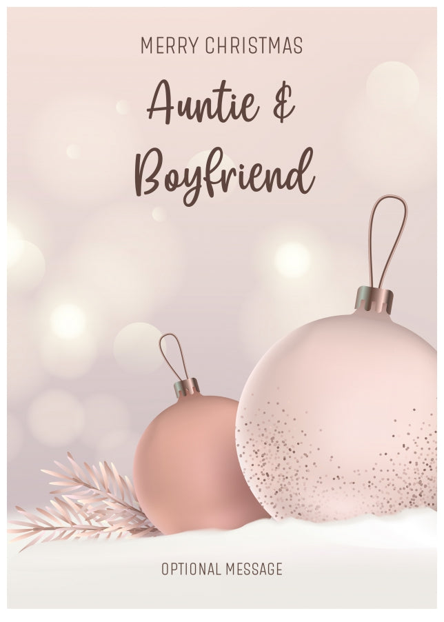 Auntie and Boyfriend Christmas Card - Baubles