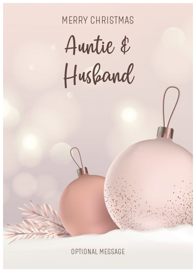 Auntie and Husband Christmas Card - Luxury Baubles