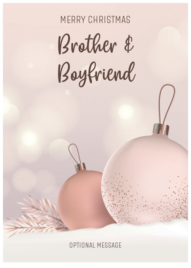 Brother and Boyfriend Christmas Card - Luxury Baubles