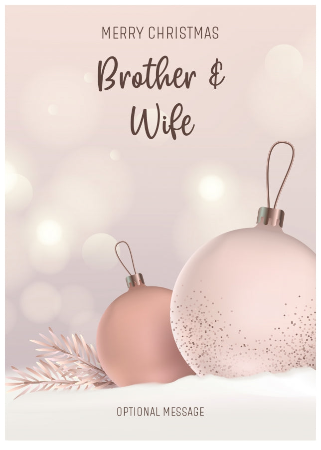 Brother and Wife Christmas Card - Luxury Baubles