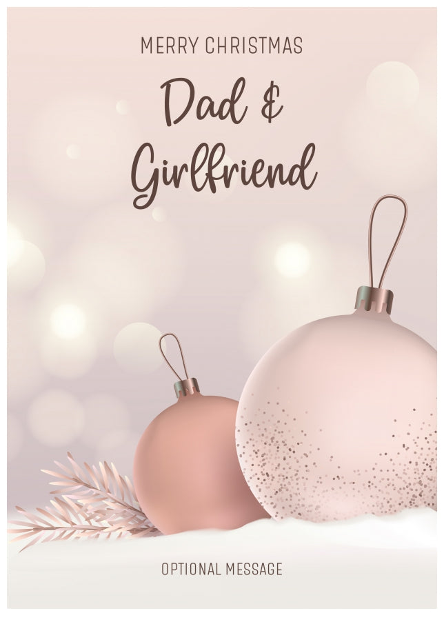 Dad and Girlfriend Christmas Card - Luxury Baubles