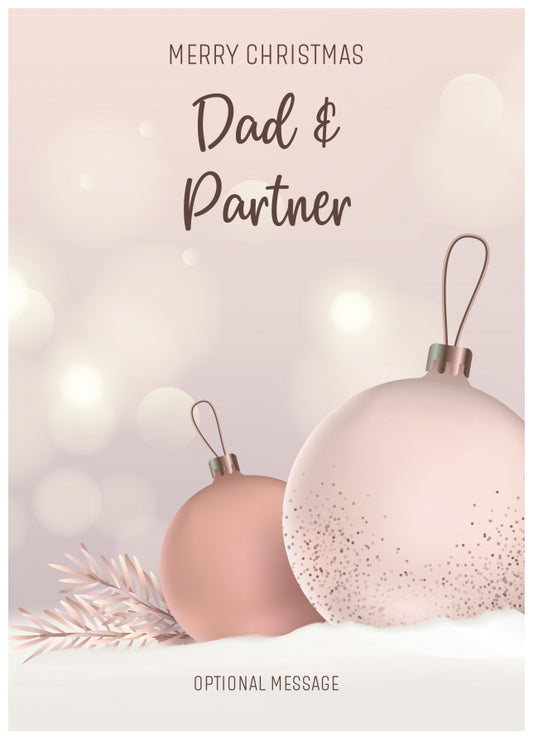 Dad and Partner Christmas Card - Luxury Baubles