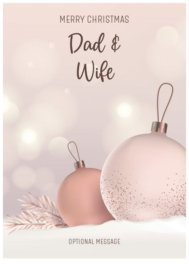 Dad and Wife Christmas Card - Luxury Baubles