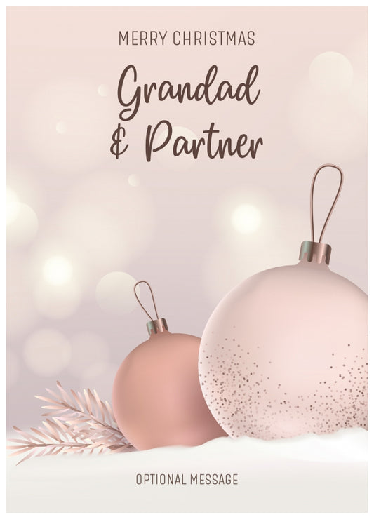 Grandad and Partner Christmas Card - Luxury Baubles