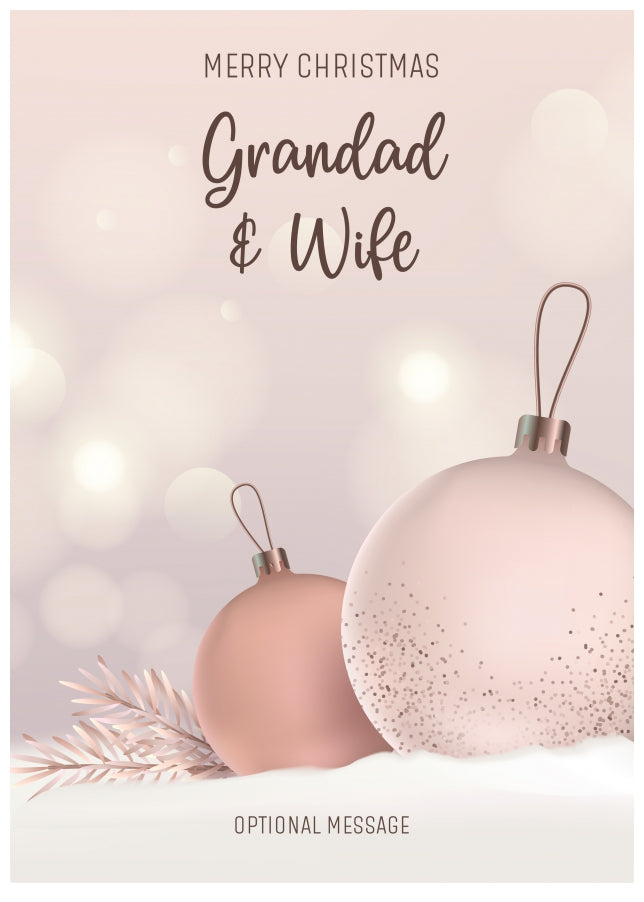 Grandad and Wife Christmas Card - Luxury Baubles