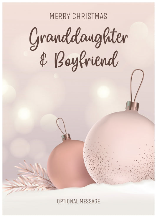 Granddaughter and Boyfriend Christmas Card - Luxury Baubles