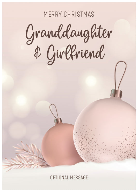 Granddaughter and Girlfriend Christmas Card - Luxury Baubles