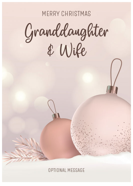 Granddaughter and Wife Christmas Card - Luxury Baubles