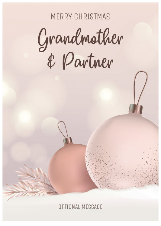 Grandmother and Partner Christmas Card - Luxury Baubles