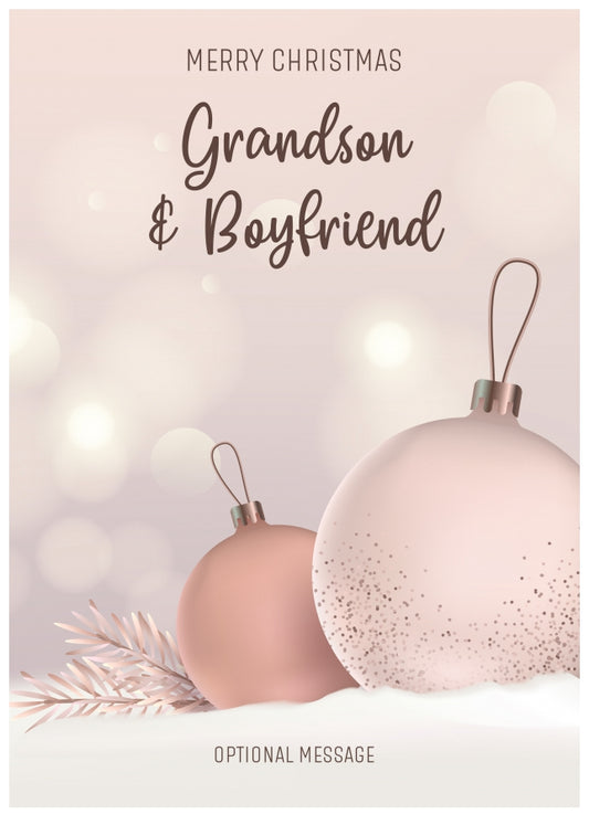 Grandson and Boyfriend Christmas Card - Luxury Baubles