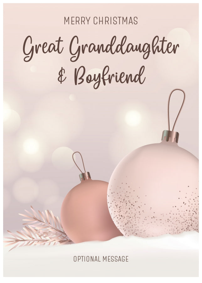 Great Granddaughter and Boyfriend Christmas Card - Luxury Baubles