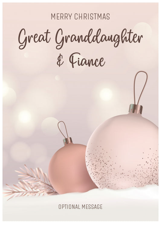 Great Granddaughter and Fiance Christmas Card - Luxury Baubles