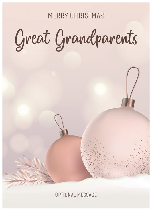 Great Grandparents Christmas Card - Luxury Baubles