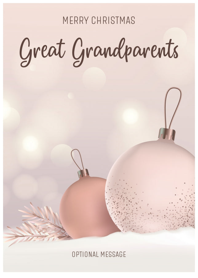 Great Grandparents Christmas Card - Luxury Baubles