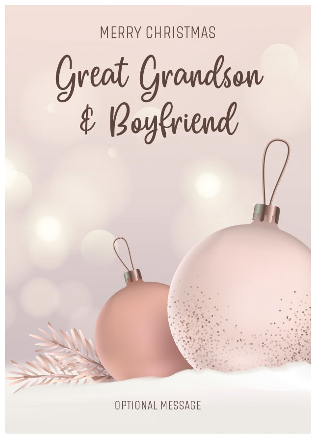 Great Grandson and Boyfriend Christmas Card - Luxury Baubles