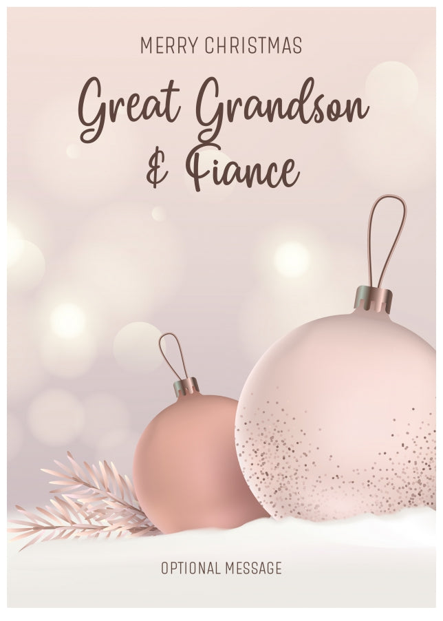 Great Grandson and Fiance Christmas Card - Luxury Baubles